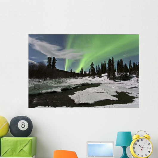 Aurora Borealis over Creek Wall Decal Design 1