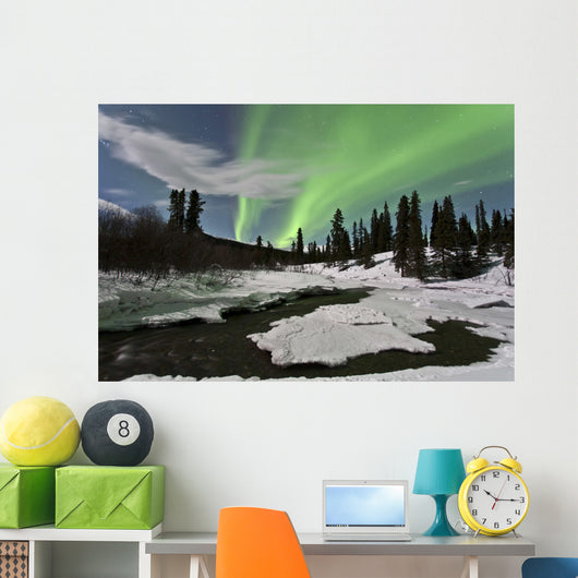 Aurora Borealis over Creek Wall Decal Design 1