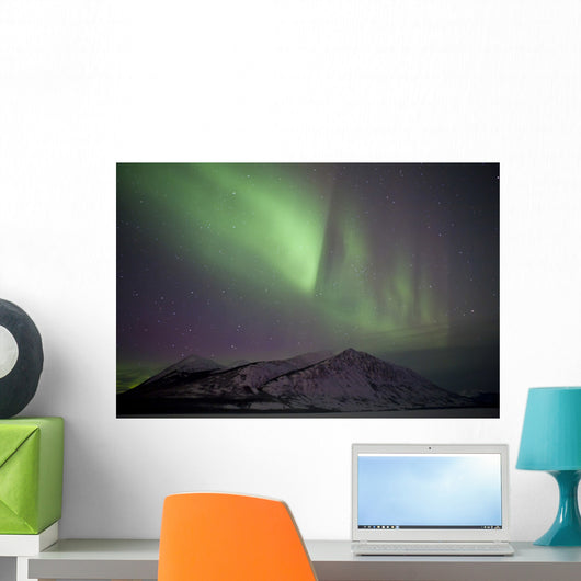 Aurora Borealis over Mountain Wall Decal Design 3