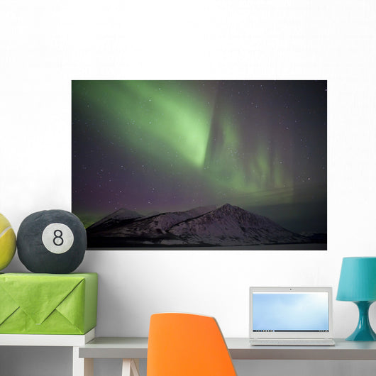 Aurora Borealis over Mountain Wall Decal Design 3