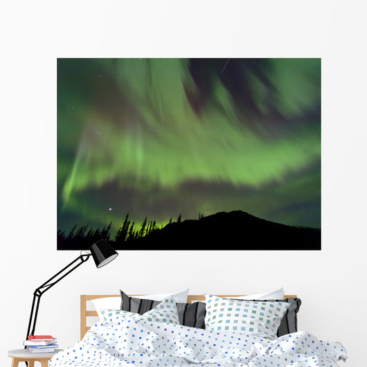 Aurora Borealis over Mountain Wall Decal Design 2