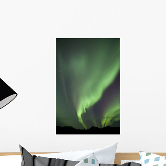 Aurora Borealis over Mountain Wall Decal Design 1