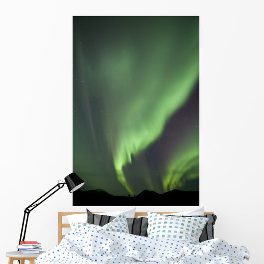 Aurora Borealis over Mountain Wall Decal Design 1