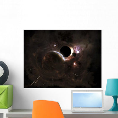 Planet's Population Fleas Panic Wall Decal shown on a wall
