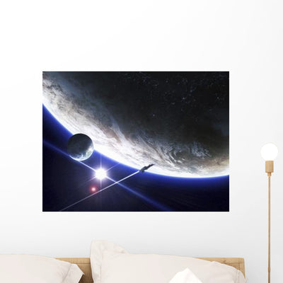 Alien Patrol Zooms over Wall Decal shown on a wall