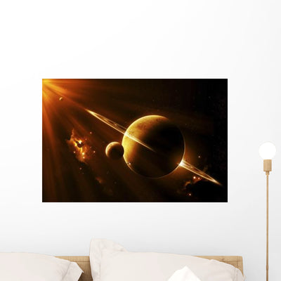 Extraterrestrial Spacecraft Approaches World Wall Decal shown on a wall