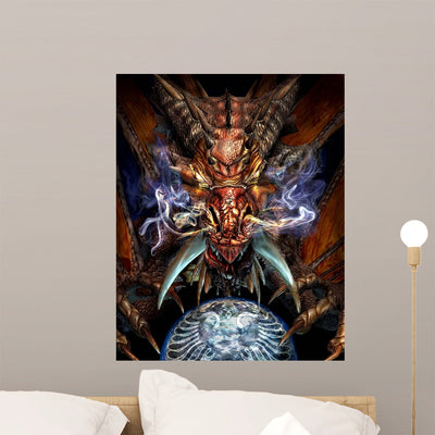 Head Red Dragon Wall Decal shown on a wall