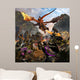 Red Dragon and Orcs Wall Decal