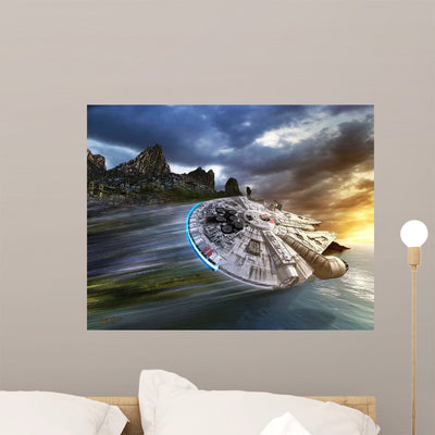 Millennium Falcon Search Luke Wall Decal shown on a wall