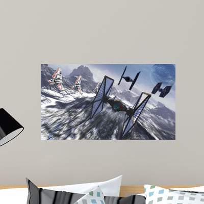 Tie Fighters Patrol over Wall Decal shown on a wall
