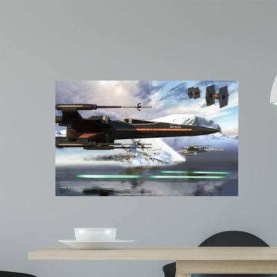 New X-wing Model Cruising Wall Decal shown on a wall