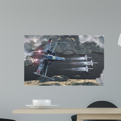 Top Group X-wings Flying Wall Decal shown on a wall