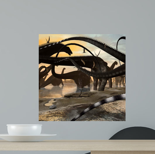 Herd Argentinosaurus Marching along Wall Decal