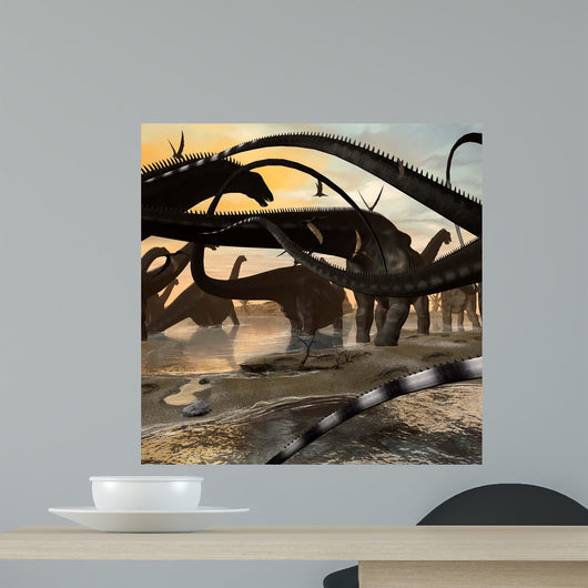 Herd Argentinosaurus Marching along Wall Decal