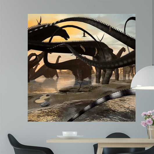 Herd Argentinosaurus Marching along Wall Decal