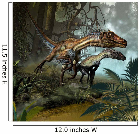 Pair Utahraptors Crossing Stream Wall Decal