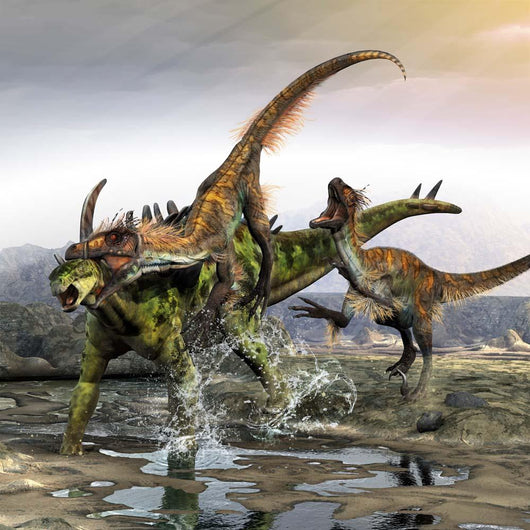 Gigantspinosaurus Is Attacked Pair Wall Decal