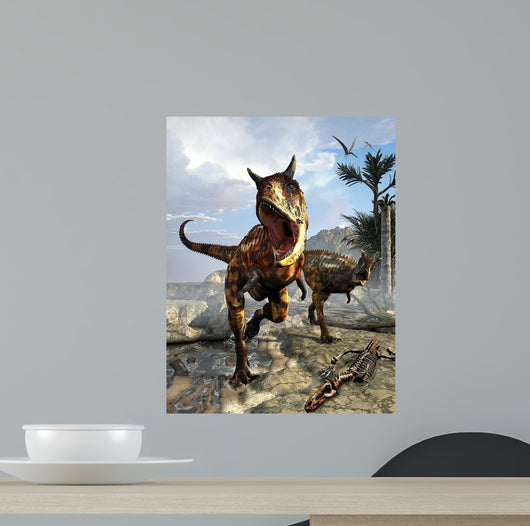Pair Carnotaurus Dinosaurs Hunting Wall Decal