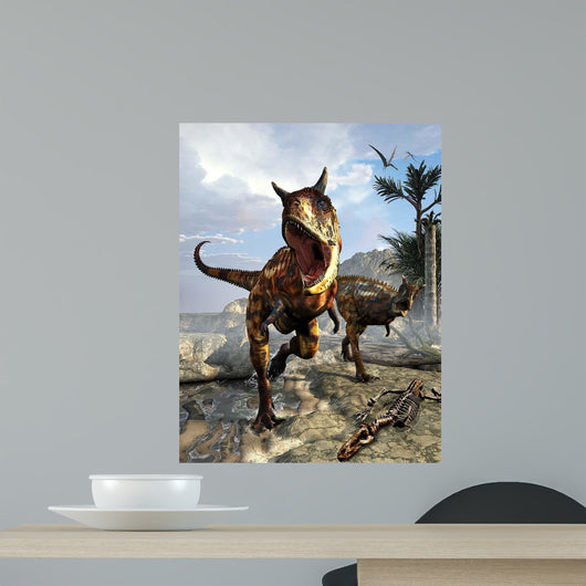 Pair Carnotaurus Dinosaurs Hunting Wall Decal