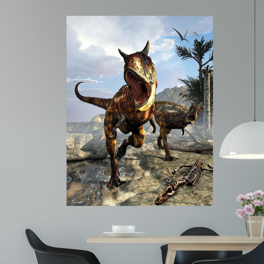 Pair Carnotaurus Dinosaurs Hunting Wall Decal