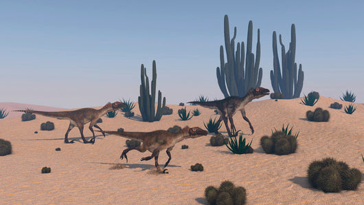 Utahraptors Roaming Desert Environment Wall Decal