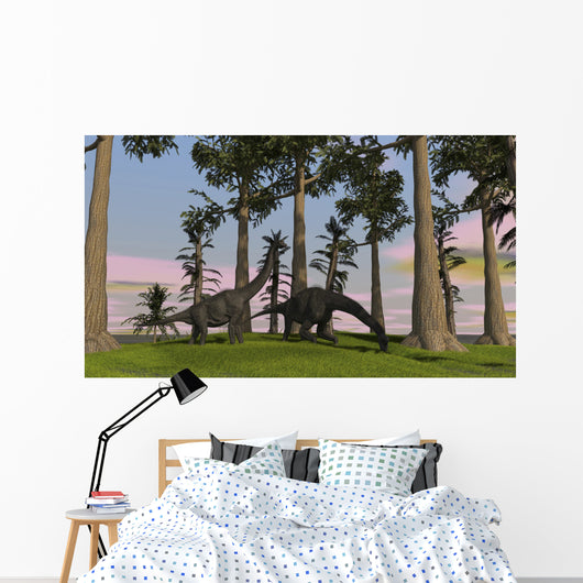 Large Brachiosaurus Dinosaurs Grazing Wall Decal