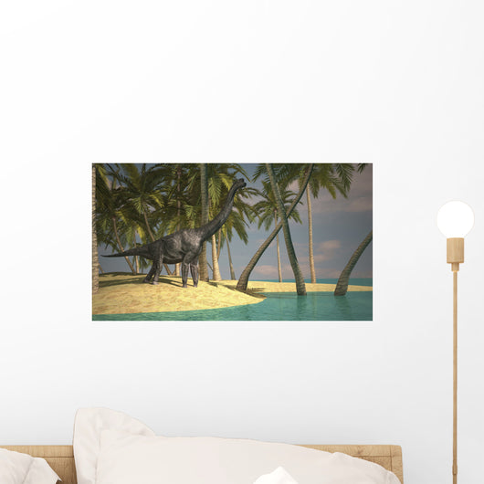 Large Brachiosaurus Grazing Water's Wall Decal Design 2