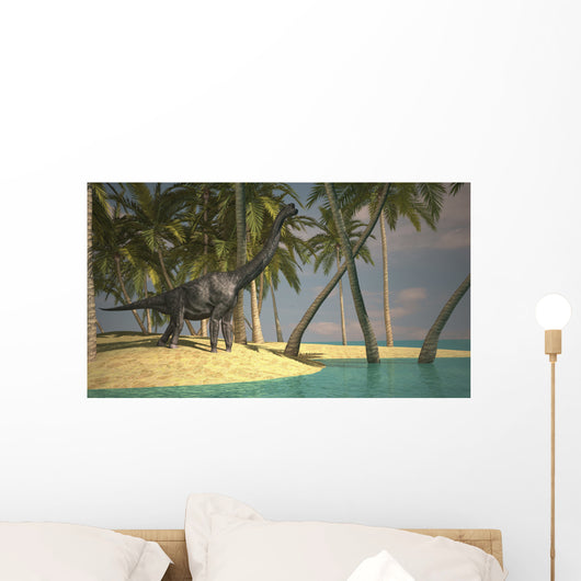 Large Brachiosaurus Grazing Water's Wall Decal Design 2