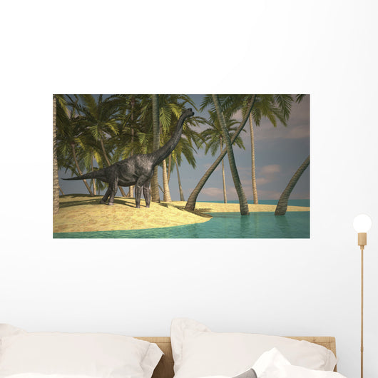 Large Brachiosaurus Grazing Water's Wall Decal Design 2