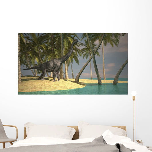 Large Brachiosaurus Grazing Water's Wall Decal Design 2