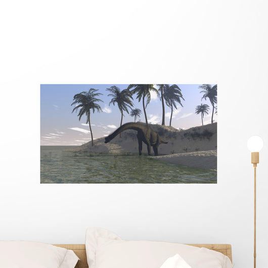 Large Brachiosaurus Grazing Water's Wall Decal Design 1