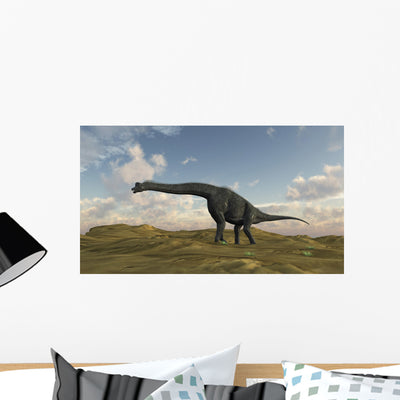 Large Brachiosaurus Barren Environment Wall Decal Design 1 shown on a wall