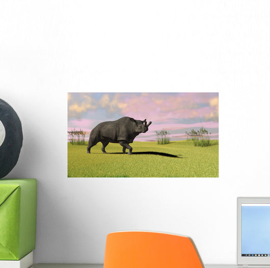 Brontotherium Grazing Prehistoric Grasslands Wall Decal Design 2