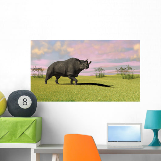 Brontotherium Grazing Prehistoric Grasslands Wall Decal Design 2