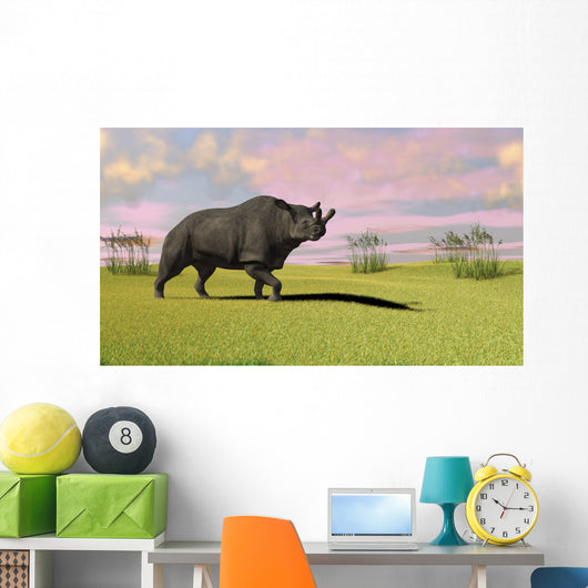 Brontotherium Grazing Prehistoric Grasslands Wall Decal Design 2