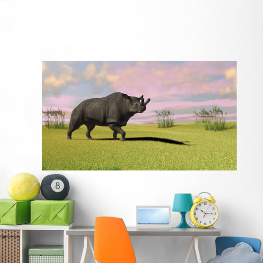 Brontotherium Grazing Prehistoric Grasslands Wall Decal Design 2
