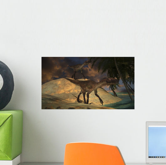 Pair Utahraptors Hunting for Wall Decal
