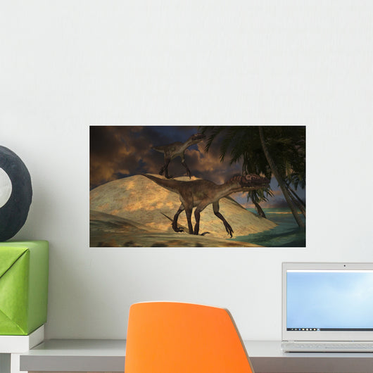 Pair Utahraptors Hunting for Wall Decal