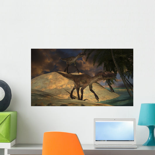 Pair Utahraptors Hunting for Wall Decal