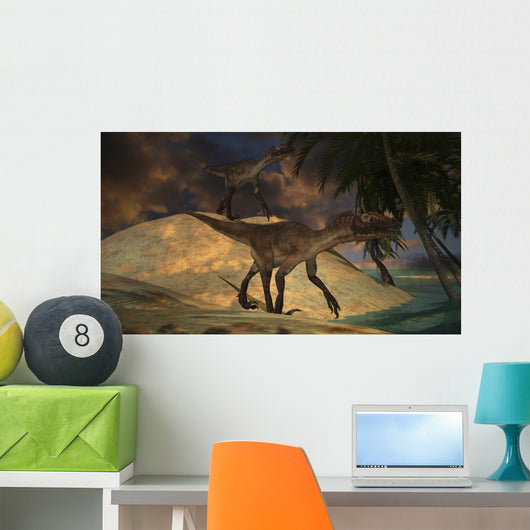 Pair Utahraptors Hunting for Wall Decal