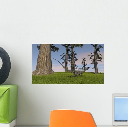 Coelophysis Running through Grassy Wall Decal Design 2