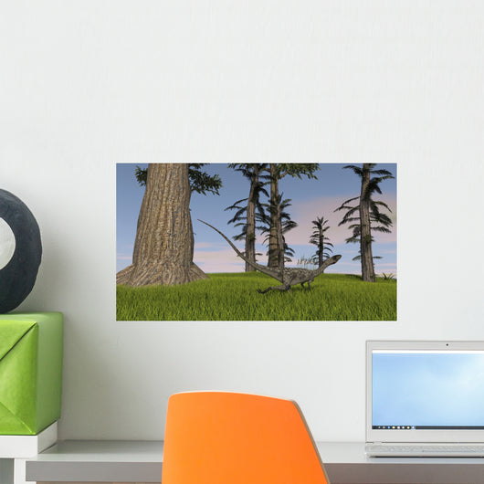 Coelophysis Running through Grassy Wall Decal Design 2