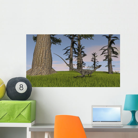 Coelophysis Running through Grassy Wall Decal Design 2
