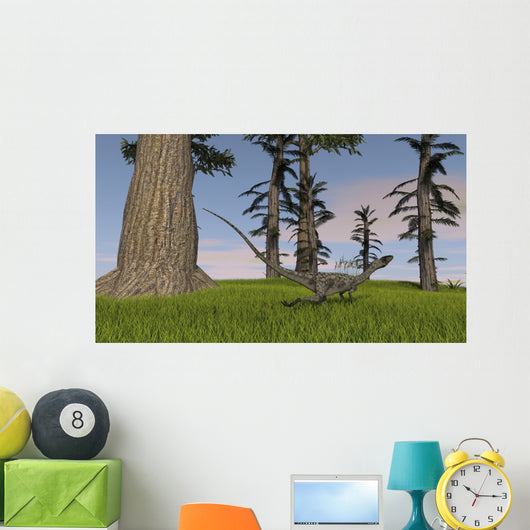 Coelophysis Running through Grassy Wall Decal Design 2