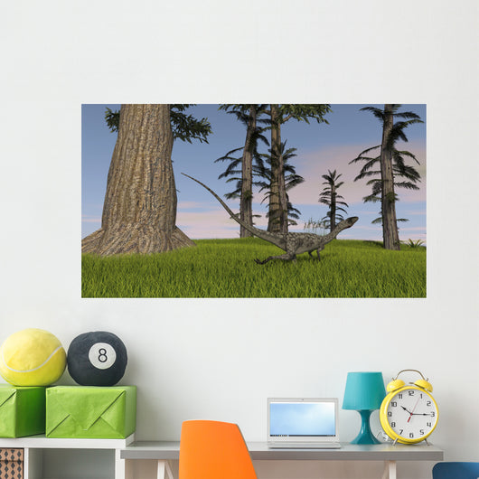 Coelophysis Running through Grassy Wall Decal Design 2