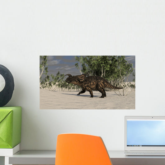 Brown Einiosaurus Desert Environment Wall Decal