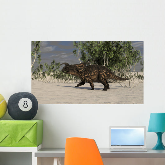 Brown Einiosaurus Desert Environment Wall Decal