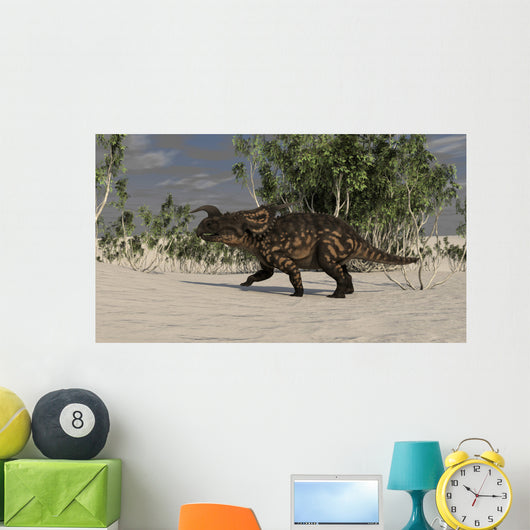 Brown Einiosaurus Desert Environment Wall Decal