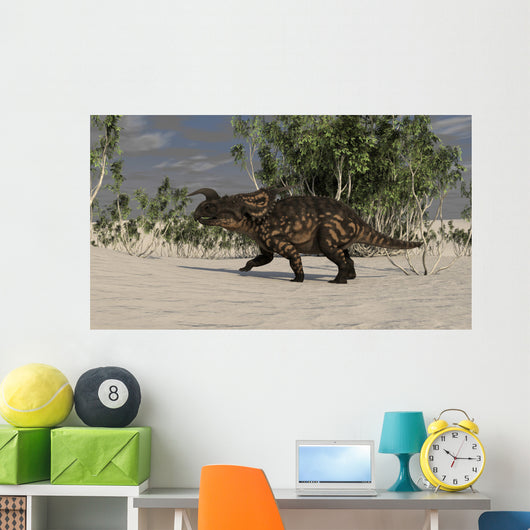 Brown Einiosaurus Desert Environment Wall Decal