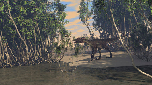 Utahraptor Roaming Prehistoric Wetlands Wall Decal